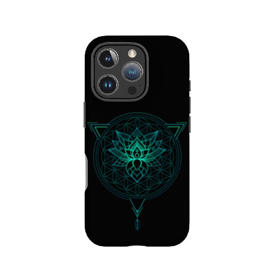 Lotus of Life Mandala in Geometric Triangle IPhone Cases