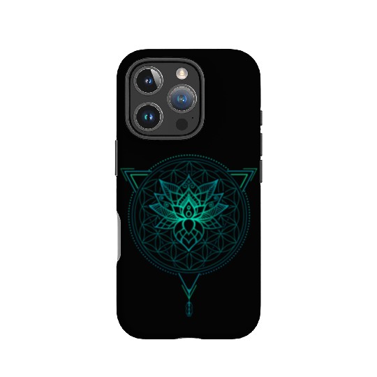 Lotus of Life Mandala in Geometric Triangle IPhone Cases