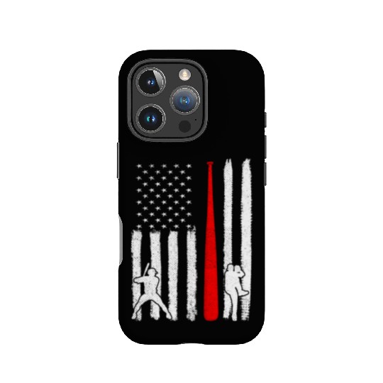 Baseball Pitcher Batter American Flag 4th of July IPhone Cases