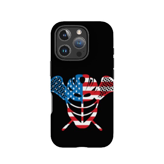 Lacrosse Helmet and Sticks American Flag IPhone Cases