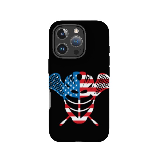 Lacrosse Helmet and Sticks American Flag IPhone Cases