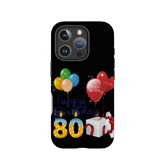 80th Birthday Anniversary candles balloons present IPhone Cases