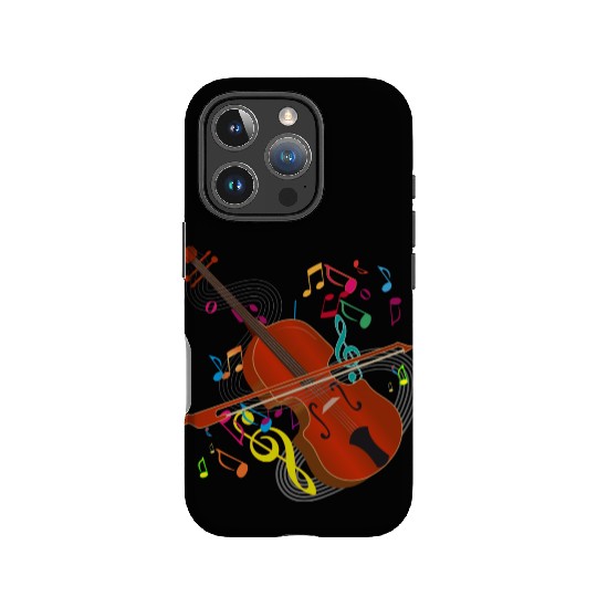 red-brown hand-drawn violin with notes IPhone Cases