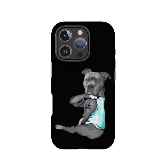 Funny Dog Pitbull I Love Dad Tattoo IPhone Cases Father