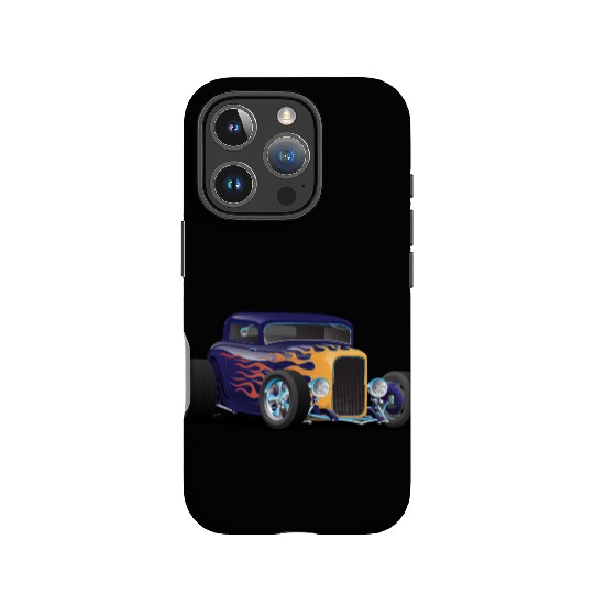 Vintage Hot Rod Car with Classic Flames IPhone Cases