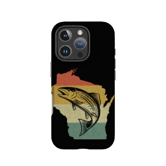 Vintage Retro Sunset Wisconsin Fishing IPhone Cases
