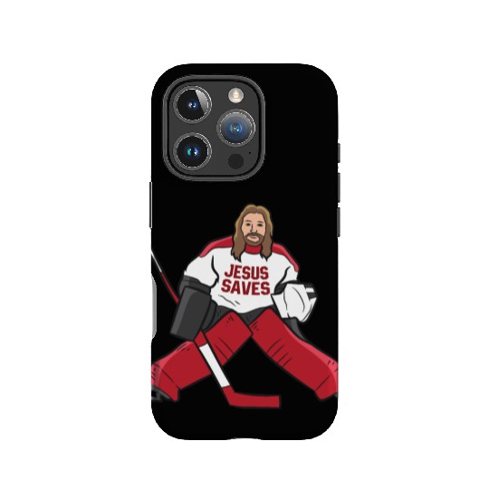 Funny Hockey Jesus Saves Hockey Goalie IPhone Cases