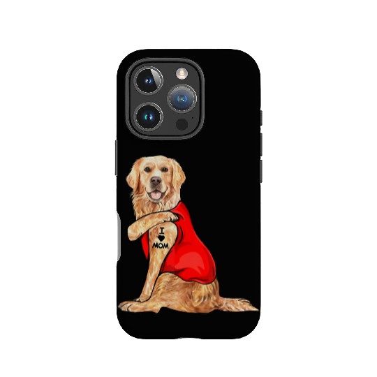 Funny golden retriever Dog I Love Mom Tattoo IPhone Cases