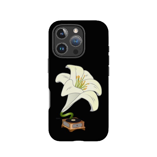 nostalgic lilies flowers blossoms gramophone IPhone Cases