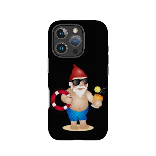 Garden gnome with swimming trunks and lifebuoy IPhone Cases