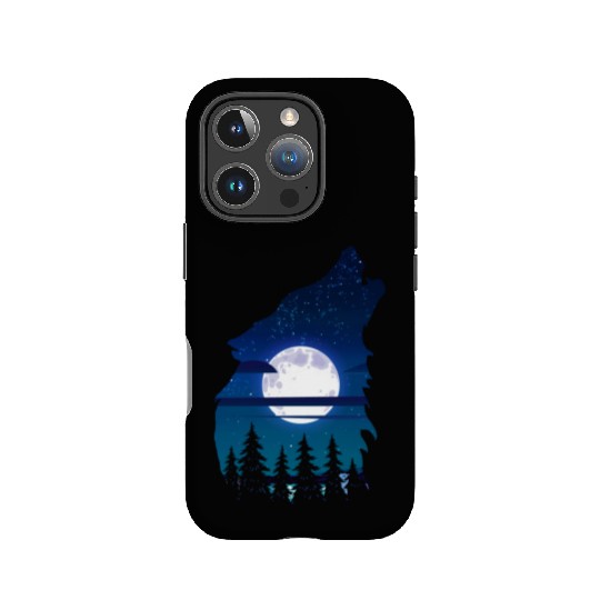 Howling wolf full moon forest howling wild IPhone Cases
