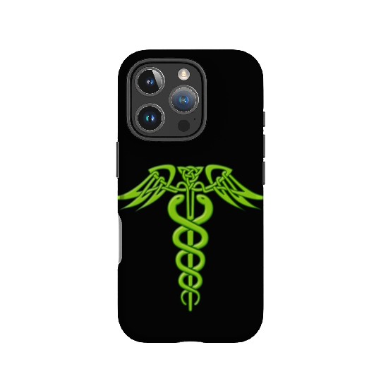 Green Celtic Knot Caduceus IPhone Cases