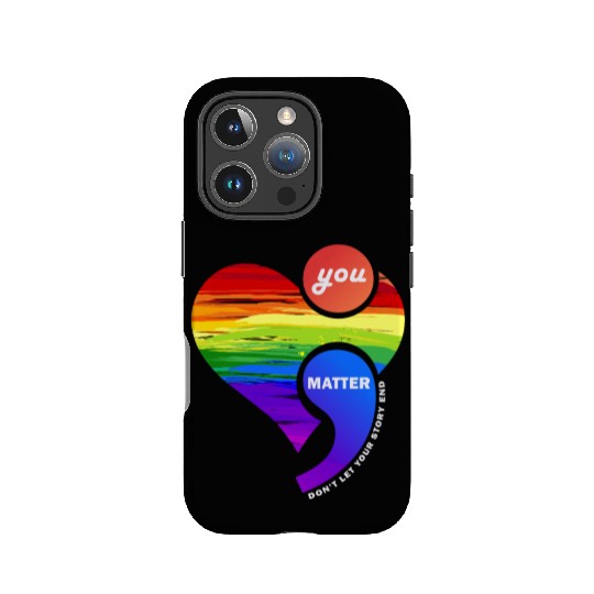 Rainbow Heart Semicolon You Matter IPhone Cases