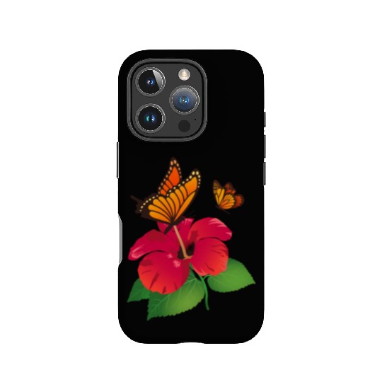 Hibiscus Flower and Monarch Butterfly Nature IPhone Cases