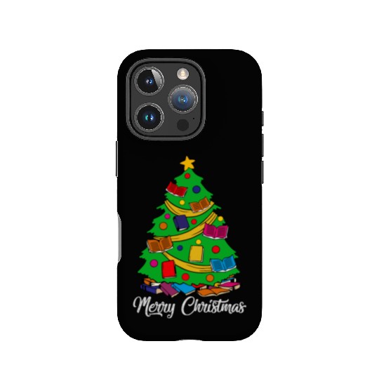 Merry Christmas Tree Love Reading Books Librarian IPhone Cases