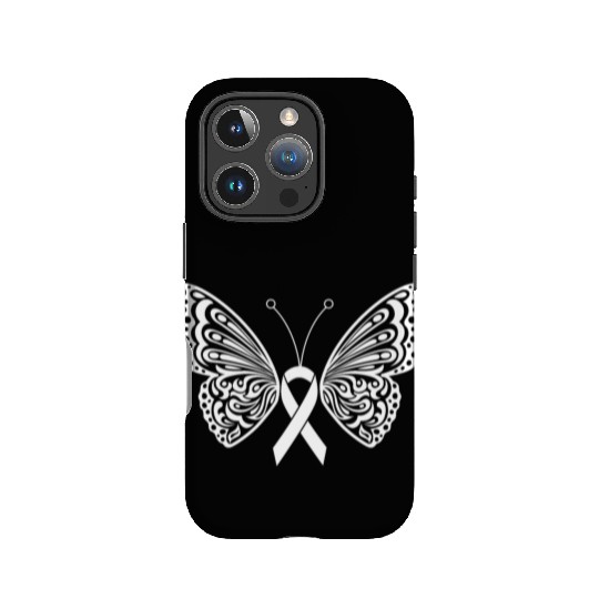 Lung Cancer Awareness White Ribbon Butterfly IPhone Cases