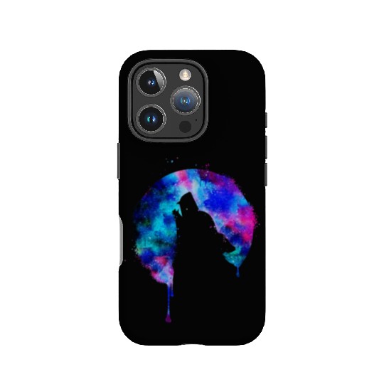 Howling wolf full moon wolves galaxy stars sky IPhone Cases