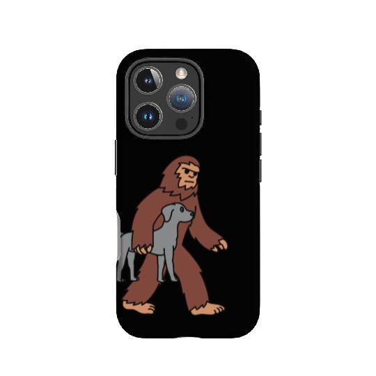Bigfoot Sasquatch Carrying Weimaraner IPhone Cases