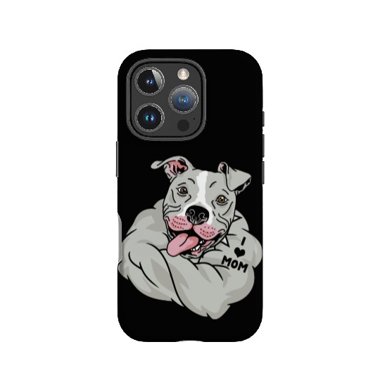 Cute Pitbull I Love Mom Tattoo IPhone Cases