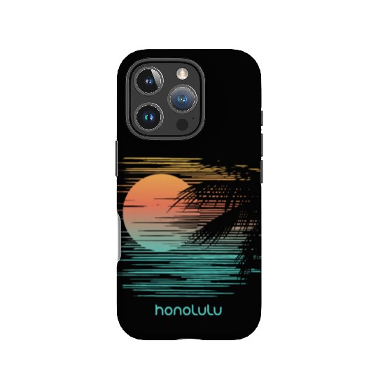 Artistic Honolulu Oahu Hawaii Palm Tree Vacation IPhone Cases