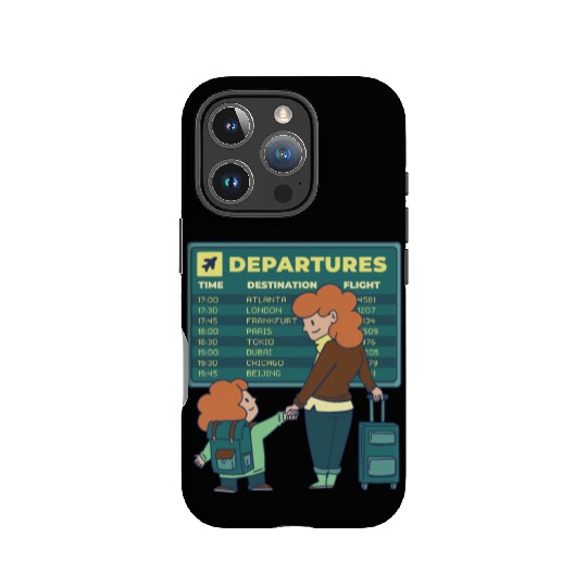 Airport Departures Flight Mom and Son traveling Ai IPhone Cases
