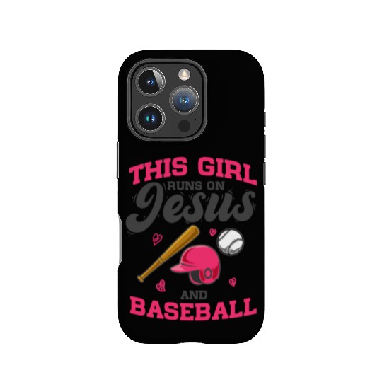 Pitcher Bat This Girl Runs On Jesus And Baseball IPhone Cases