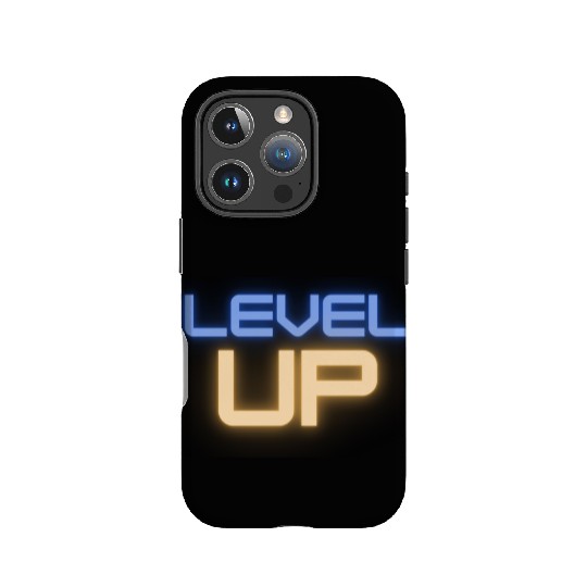 Black Level Up Neon Typography IPhone Cases