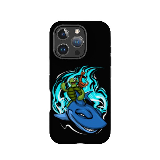 Shark Swims With Turtle And Crab IPhone Cases