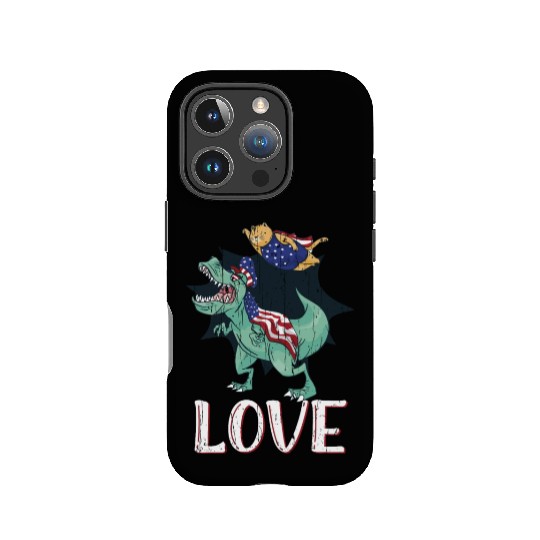 Love America Cat Dinosaur USA Flag 4th Of July IPhone Cases