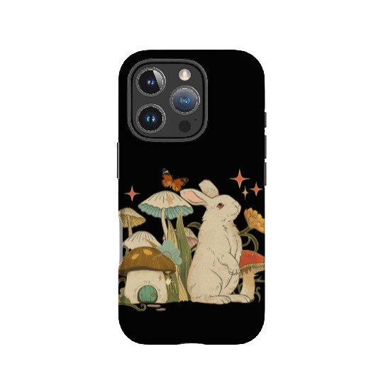 Cottagecore with bunny, mushrooms and butterfly IPhone Cases