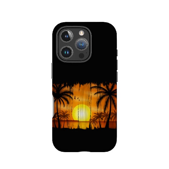 Retro Sunrise, Beach, Palm Trees, Vacation IPhone Cases
