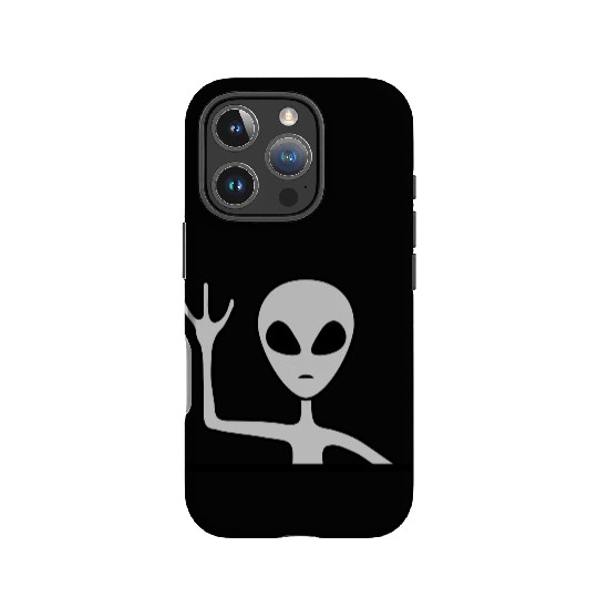 Gray male alien waving IPhone Cases