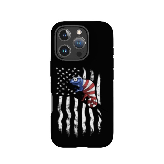 US Flag Patriotic American Chameleon in Stars IPhone Cases