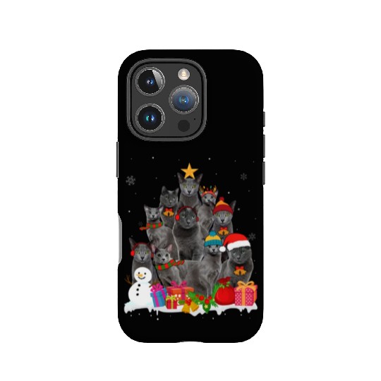 Funny Russian Blue Christmas Tree Pet Cat Lover IPhone Cases