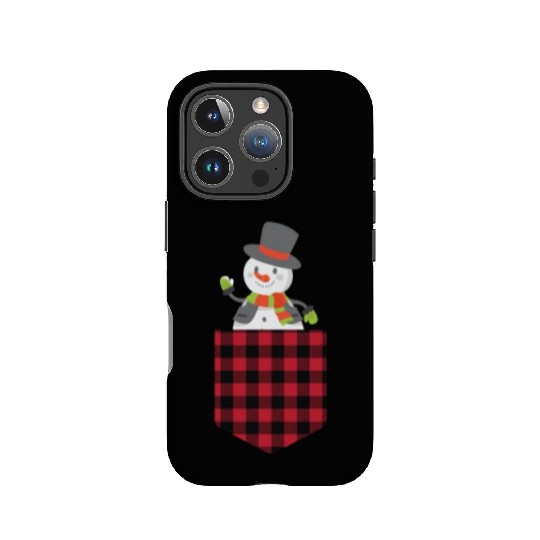 Christmas Cute Snowman In Buffalo Plaid Pocket IPhone Cases