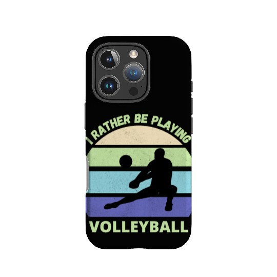 I rather be playing volleyball retro sunset IPhone Cases