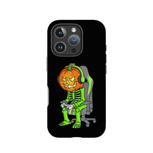 Gaming Halloween Skeleton Jack O Lantern Gamer Boy IPhone Cases