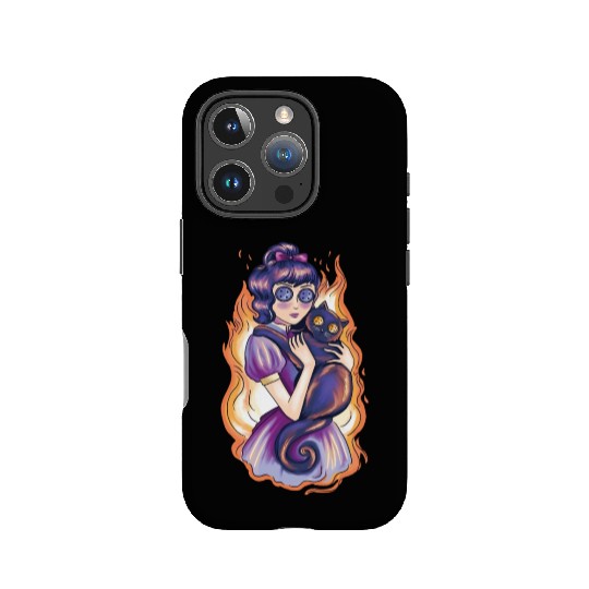 Creepy scary girl with cat Creepy scary girl with IPhone Cases