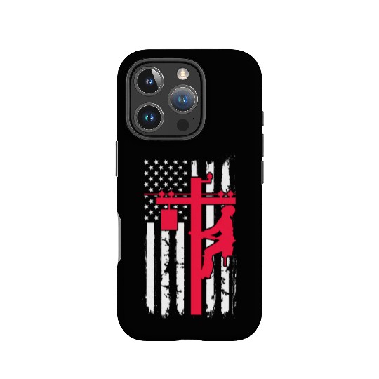 Lineman USA American Flag IPhone Cases
