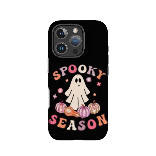 Spooky Season Cute Retro Pumpkin Ghost Gift Kids IPhone Cases