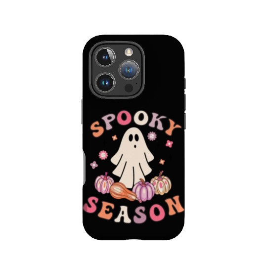 Spooky Season Cute Retro Pumpkin Ghost Gift Kids IPhone Cases