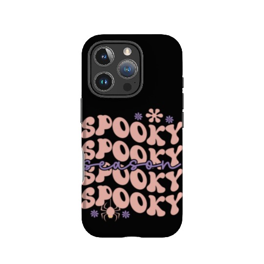 Spooky Spooky Season Cute Retro Wavy Text Design IPhone Cases