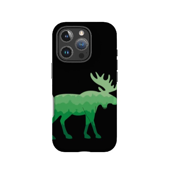 Moose and Mountain Biker (Green) IPhone Cases