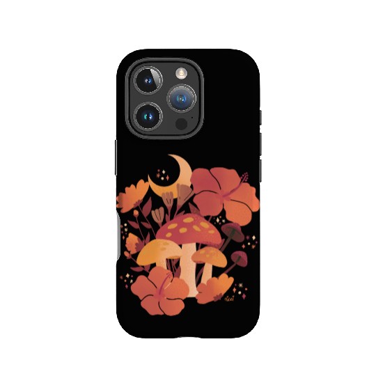 Fall Mushrooms and Hibiscus Floral Nights IPhone Cases