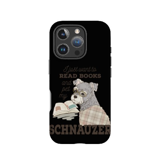 Schnauzer Cartoon Book Lover Gift IPhone Cases