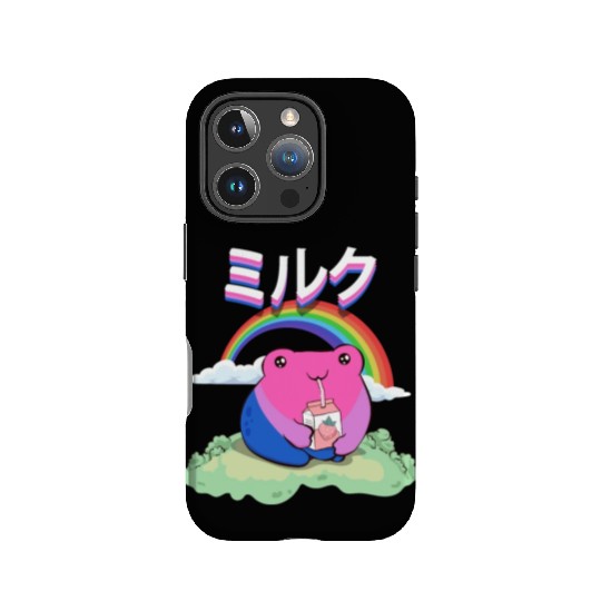 Kawaii Frog Strawberry Milk Bisexual Pride Flag IPhone Cases