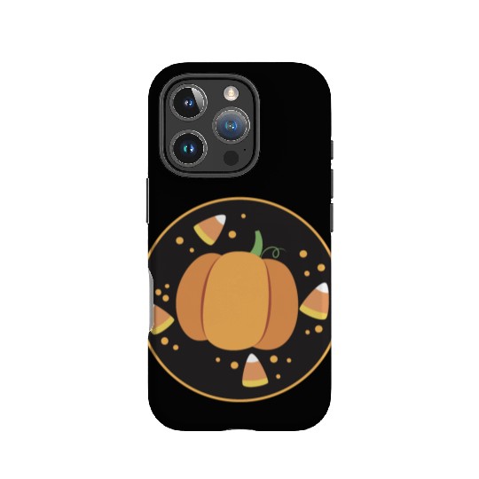 Pumkpin on a circle with candy corn IPhone Cases