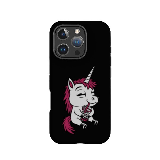 Boba tea drinking unicorn IPhone Cases