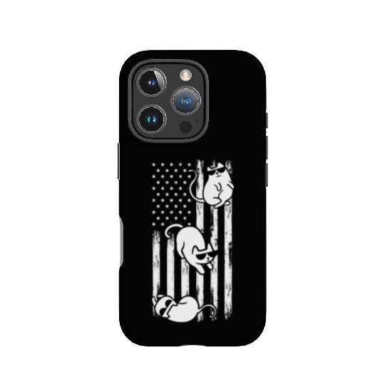 Cat US Flag Cats America Flag Cat Patriotic Cat Lo IPhone Cases