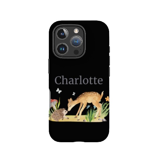 Forest Animal Deer Hedgehog Flowers Name Charlotte IPhone Cases